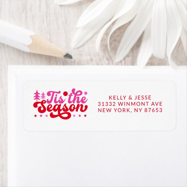 Det här är säsongens Rosa och rödhårig jul Adress Returadress Etikett (Insitu)