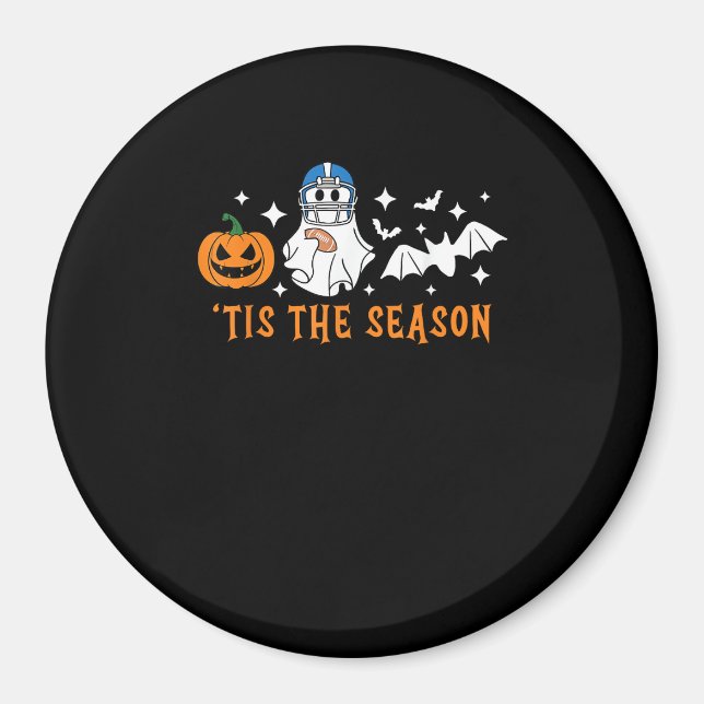 Det här är säsongsfotbollen Halloween Spooky Pumpk Magnet (Framsidan)