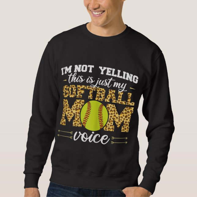 Det här är Softball Mamma-rösten Leopard Lång Ärmad Tröja (Framsida)