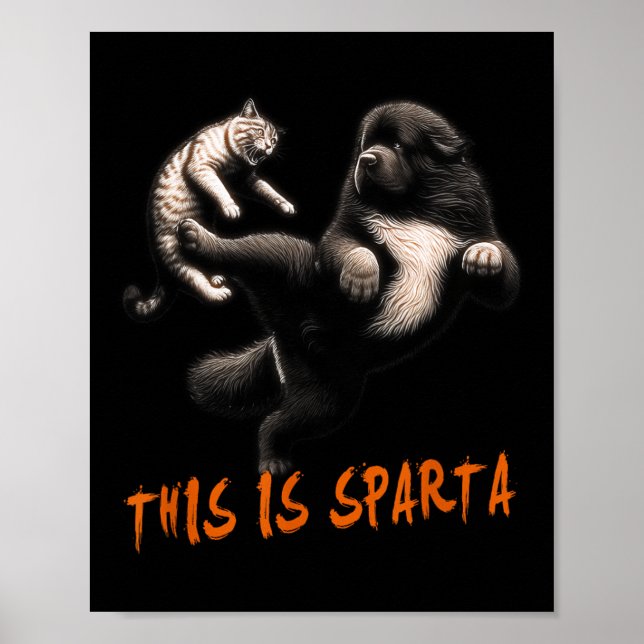 Det här är Sparta - Hund VS Cat Poster (Framsidan)