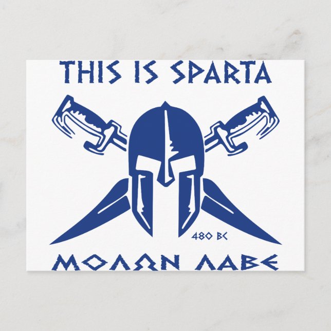 Det här är Sparta - Molon Lave - Blue Vykort (Framsida)