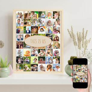 Det här är US Photo Collage 40 Square Bilder Cream Poster