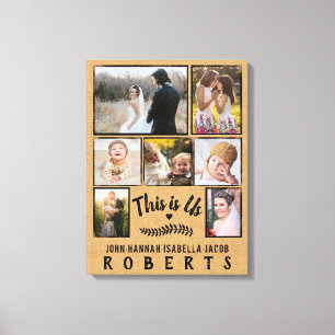 Det här är USA Burlap Farmhouse 7 Family Photo Col Canvastryck