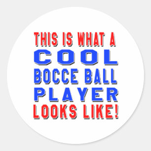 Det här är vad en Coola Bocce Boll Player ser ut s Runt Klistermärke