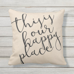 Det här är vår lycklig ställe Cotton Fabric Textur Kudde