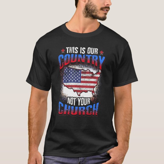 Det här är vårt land, inte din kyrka  Ateist Ameri T Shirt (Framsida)