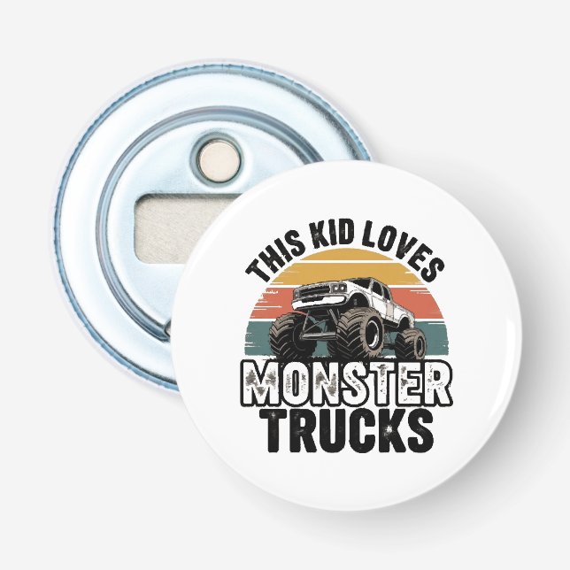 Det här barnet älskar monstertruckar flasköppnare (Framsidan)