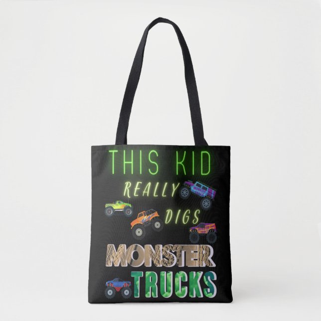 Det här barnet älskar monstertruckar tygkasse (Framsida)