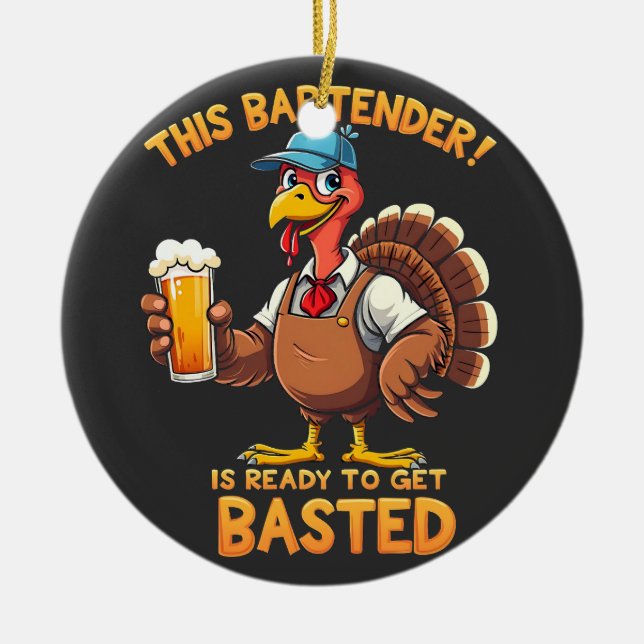 Det här bartender är redot att bli sprängd julgransprydnad keramik (Framsidan)