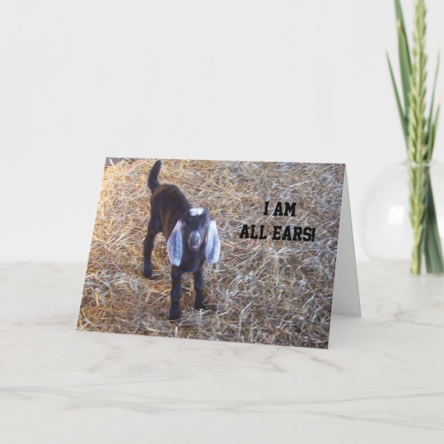 DET HÄR GOAT ÄR "ALL ÖRON" - ÖMSESIDIGT BIRTHDAY-K KORT (Framsida)