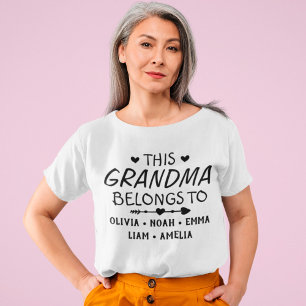 Det här Grandma Tillhör Anpassningsbar Kids Namn T Shirt