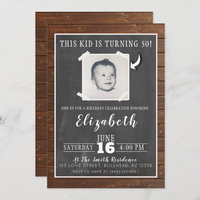 Det här Kid:t förvandlar Vuxen Photo Inbjudan (Fram/baksida)