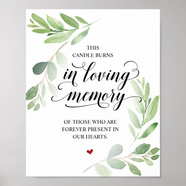 Det här ljuset brinner i kärleksfull minne Minnest Poster (Framsidan)