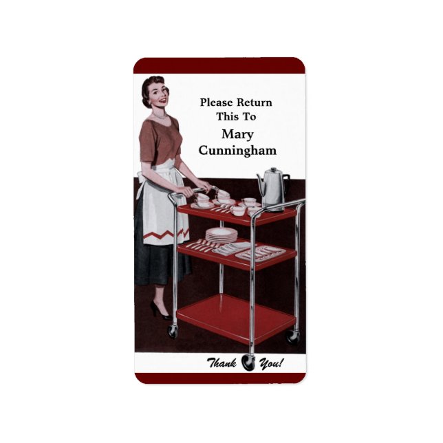 Det här Retro 50-talets Dish-Tillhör till dig Adressetikett (Framsidan)