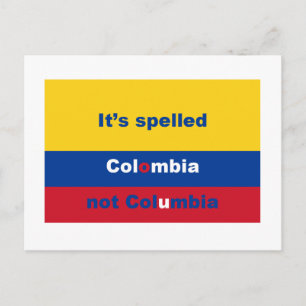 Det har stavat Colombia inte Columbia Vykort