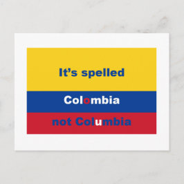 Det har stavat Colombia inte Columbia Vykort