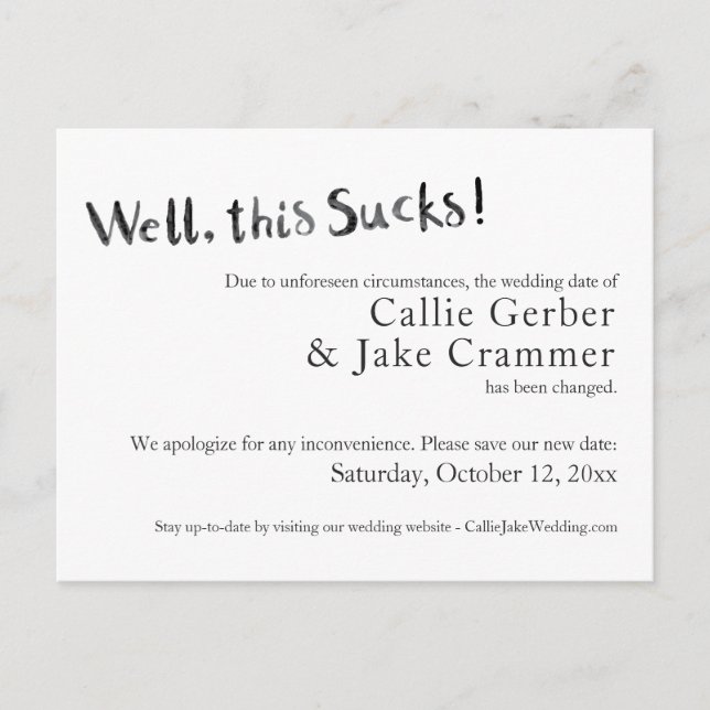 Det här suger upp vykortet för Bröllop Vykort (Framsida)