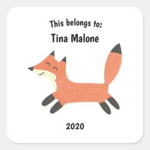 Det här Tillhöret till Back to school Running Fox Fyrkantigt Klistermärke