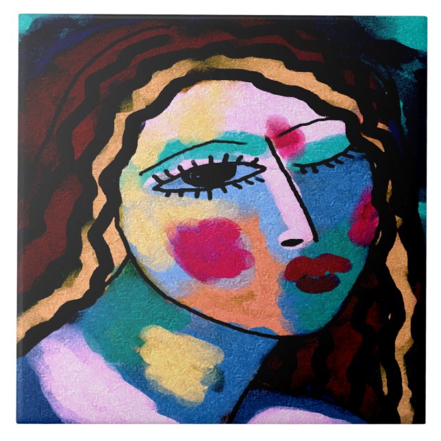 Det har varit en Abstrakt digital målning under lå Kakelplatta (Framsidan)