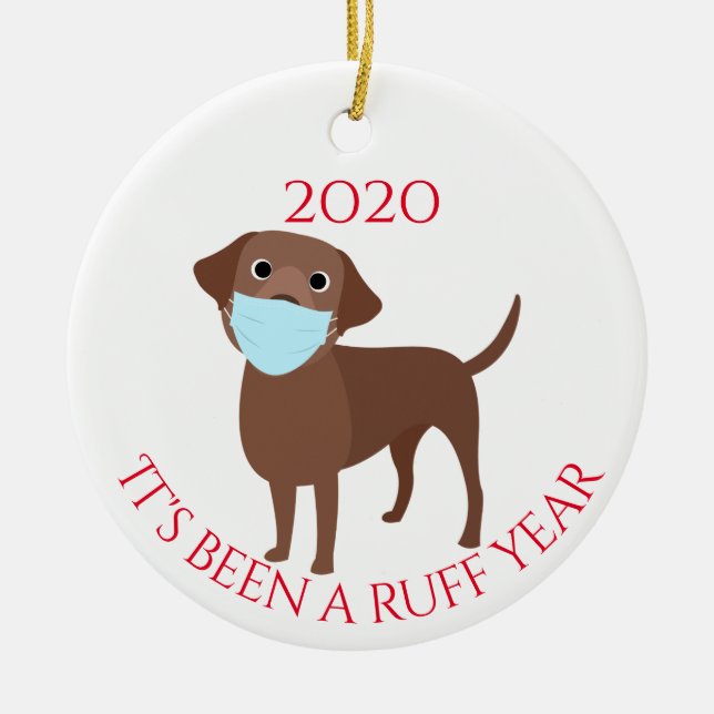 Det har varit en Hund Labrador Chocolate 2020 Julgransprydnad Keramik (Framsidan)