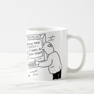 Det har varit en tuff kväll. kaffemugg
