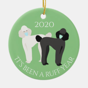 Det har varit ett tufft år Hund 2020 Pudel Julgransprydnad Keramik