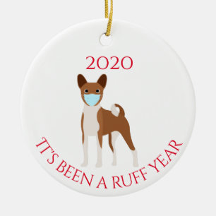 Det har varit ett tufft år Hund Basenji Hound 2020 Julgransprydnad Keramik