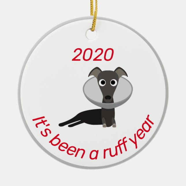 Det har varit Ruff Year Hund Funny 2020 Julgransprydnad Keramik (Framsidan)