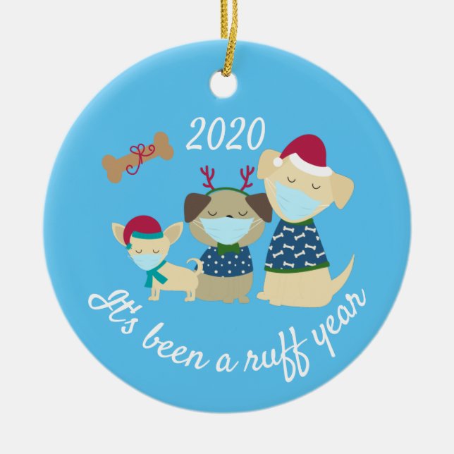 Det har varit Ruff Year Hundar 2020 Julgransprydnad Keramik (Framsidan)