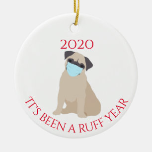 Det har varit Ruff Year Hundar Pug 2020 Julgransprydnad Keramik