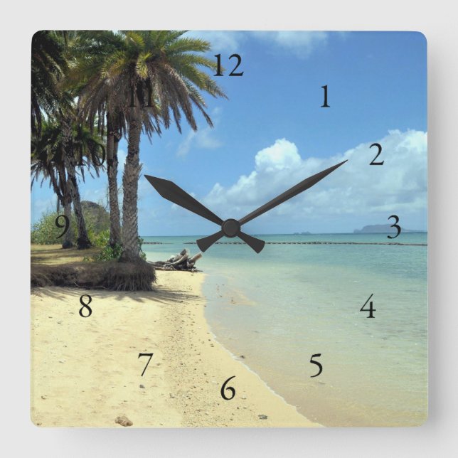 Det hawaianska sceniska hav beskådar fyrkantig klocka (Framsida)