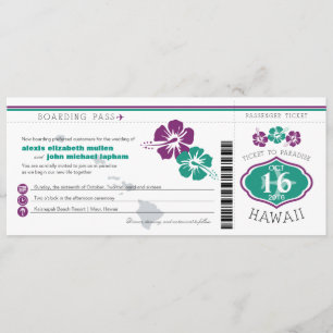 Det Hawaii hibiskuslogiet passerar bröllop Inbjudningar