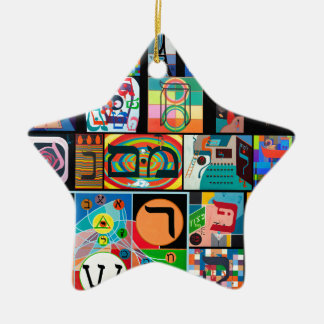 Det hebréiska alfabetet - alephbet julgransprydnad keramik