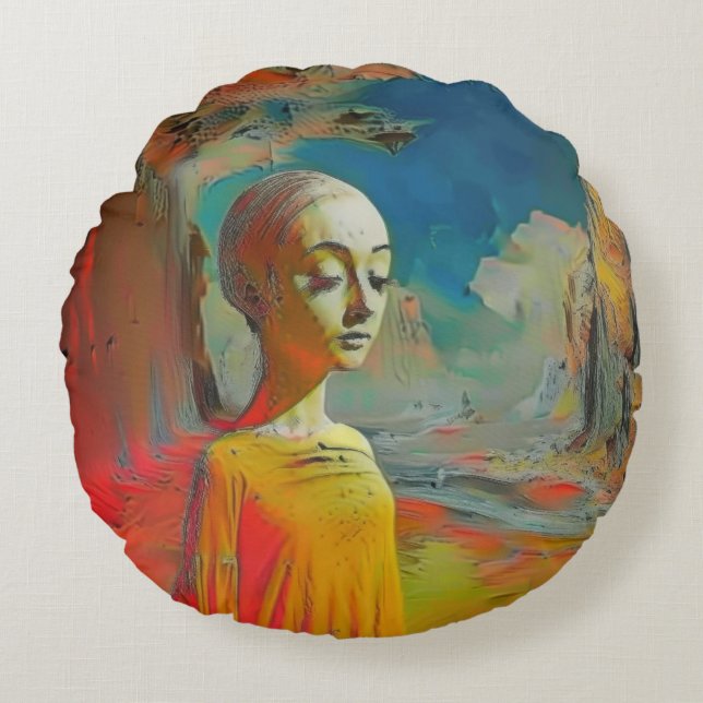 Det hela är surrealistiskt rund kudde (Framsidan)