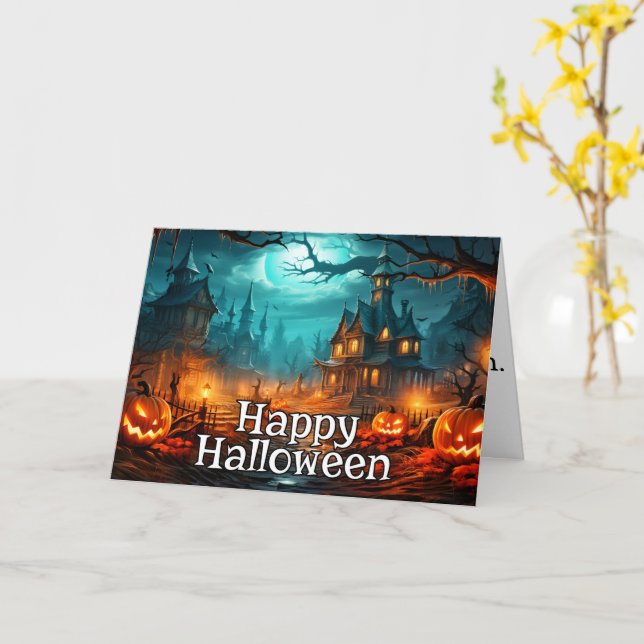 Det hemska taloky Halloween hemsökt hus Kort (Gul blomma)