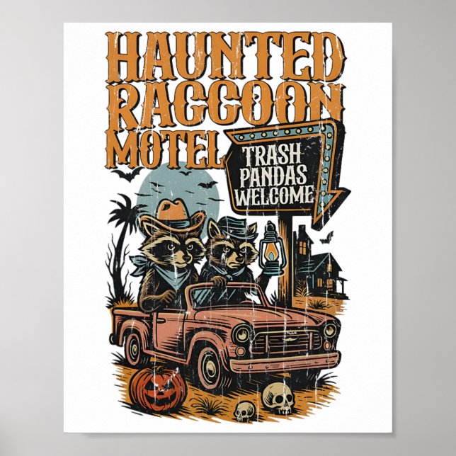 Det hemsökta Raccoon Motel Poster (Framsidan)