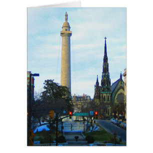 Det historiska grannskapet i Washington Monument Hälsningskort