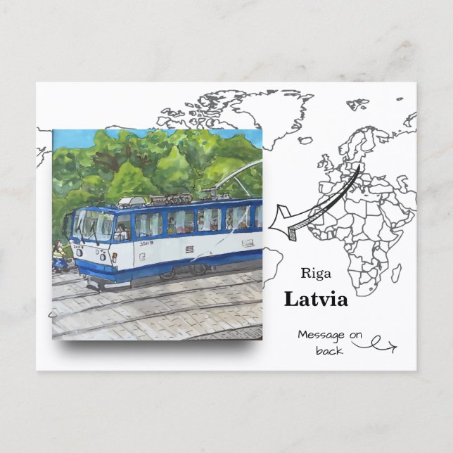 Det historiska spårvagnen, Riga Lettland Vykort (Framsida)