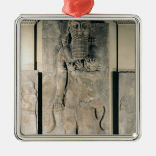 Det hjälteGilgamesh innehav ett lejont Julgransprydnad Metall