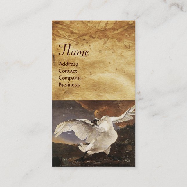 Det hotade Svan Monogram, Lila Pearl Papper Visitkort (Framsida)