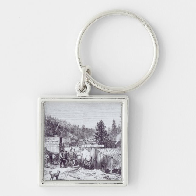 Det indiska krig, Deadwoodstad Fyrkantig Silverfärgad Nyckelring (Framsidan)