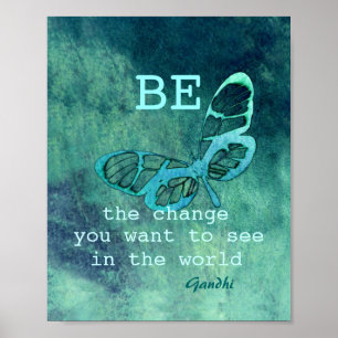 Det inspirerande Gandhi-citatet poster teal butter