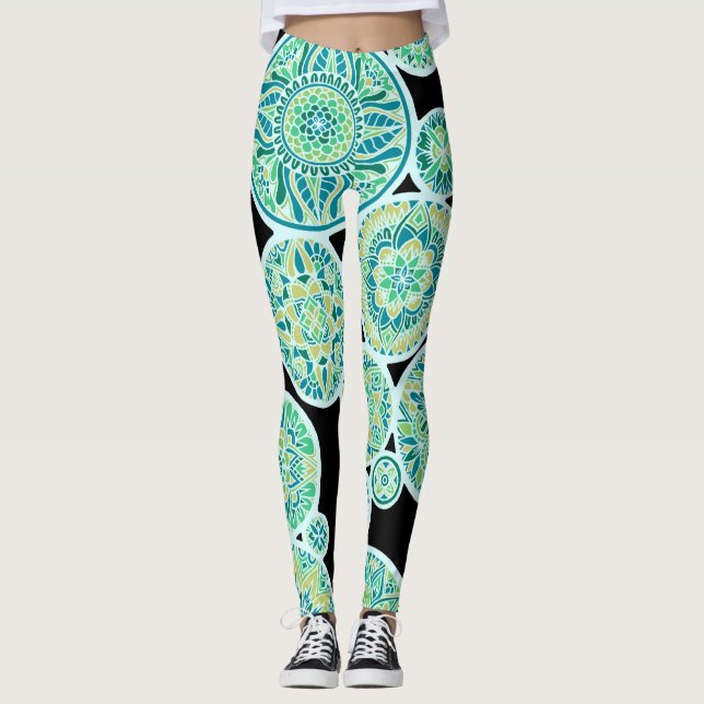 Det inverterade havet tonar Mandalas Leggings (Framsida)
