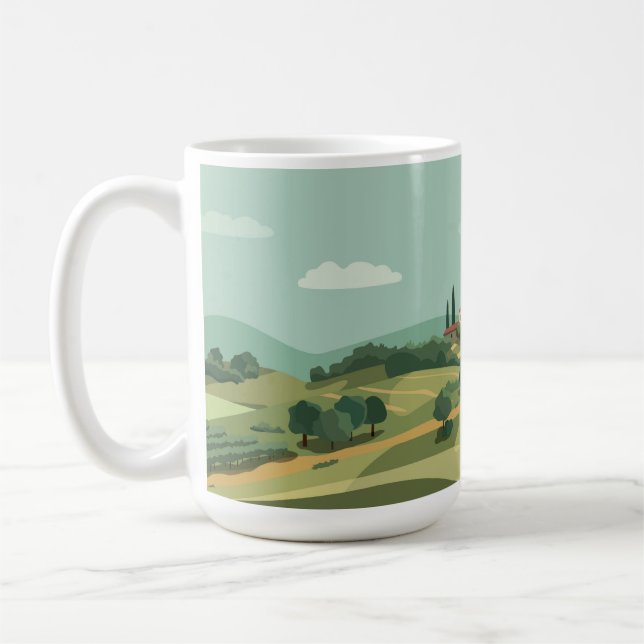 Det italienska bylandskapet tecknad kaffemugg (Vänster)