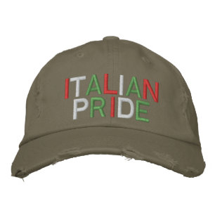 Det italienska Pridet Olive Distress Baseball Cap Broderad Keps