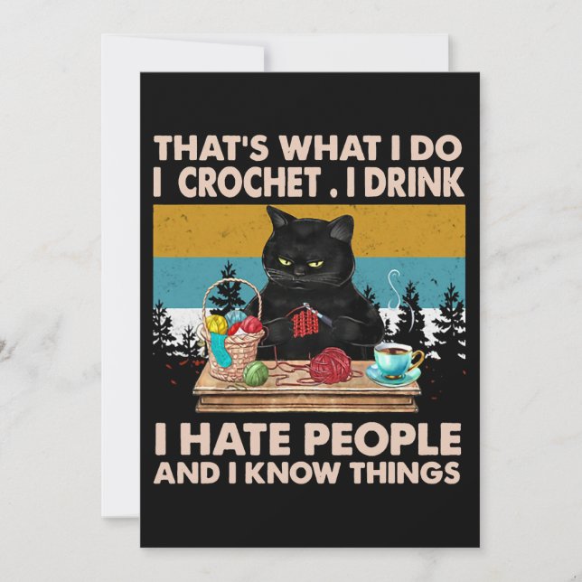 Det jag gör i Crochet jag dricker kaffe jag hatar Inbjudningar (Framsida)