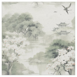 Det japanska temat Serene Tranquilitet Tyg