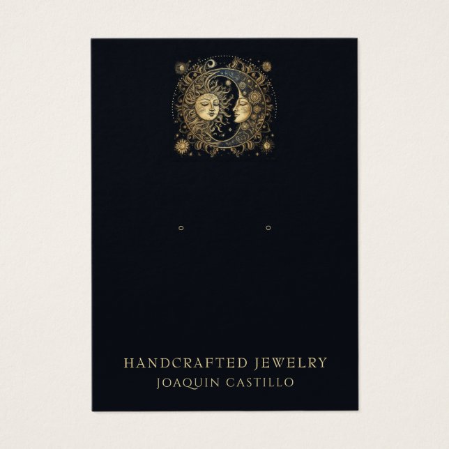 Det judiska Visningen Celestial Guld Black Sol Mån Visitkort (Framsidan)