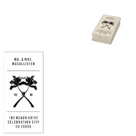 Det kända Handflatan Träd Tropical Destination Wed Stämpel