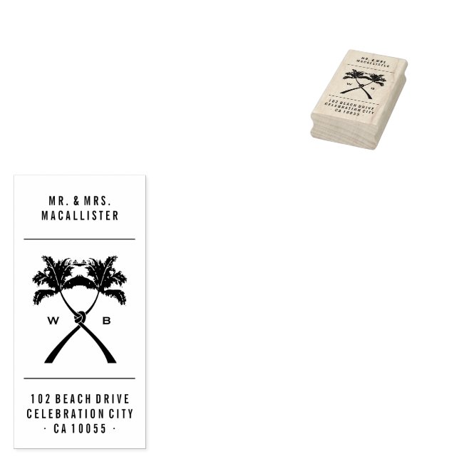 Det kända Handflatan Träd Tropical Destination Wed Stämpel (Stämplad)